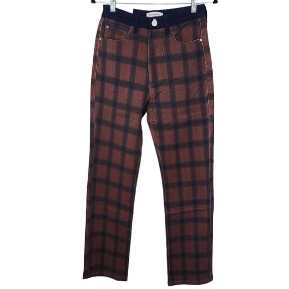 WeWoreWhat Women's Navy and Brown Plaid Jeans Size 27 NWT Icon Jeans Plaid - Picture 2 of 11
